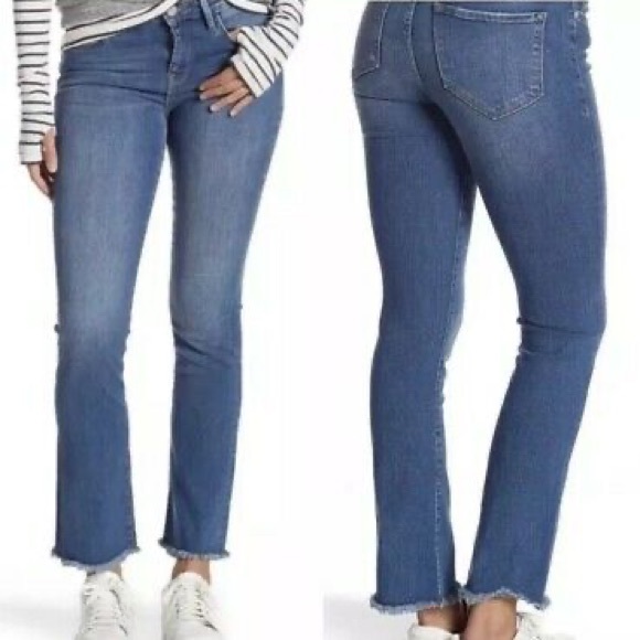 Free People Denim - Free People Crop Straight Leg Frayed Hem Jeans